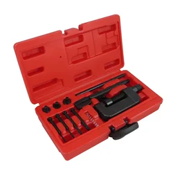 Heavy Duty Riveting Repair Tool Kit with Red Case - 13 Piece Set for Motorcycle and Bike Chain Maintenance (Red)