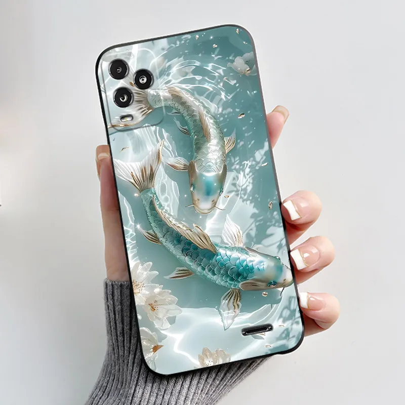 Aesthetic Dreamy Scenery Pattern Black Phone Case - Soft Shockproof Casing