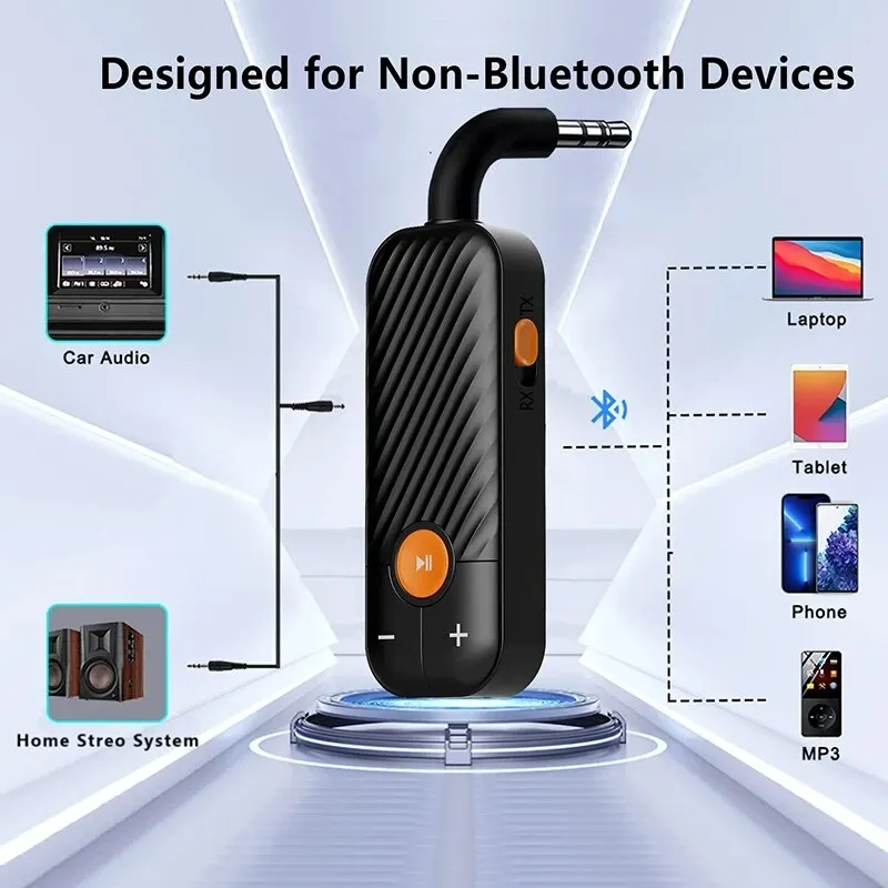 Bluetooth 5.2 Audio Receiver Transmitter 3.5MM 3.5 AUX With Mic Stereo Music Wireless Adapter For Headphones PC TV Car Speakers bluetooth transceiver adapter bluetooth aux adaptor bluetooth audio receiver bluetooth adapter audio adapter