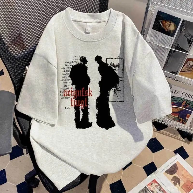 

Тяжелая футболка из чистого хлопка для пары, летняя футболка для улицы, модный простой нишевой дизайн, Универсальный женский топ