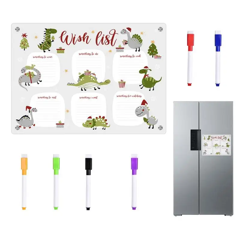 

Acrylic Magnetic Board Acrylic Weekly Dinosaur Wall Calendar Erasable Acrylic Transparent Includes 6 Markers 3D Planner For