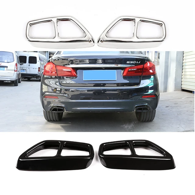 2PCS Auto Stamm Schwanz Kehle Rahmen Abdeckung Auspuffrohr Trim Dekoration  Teile Auto Außen Zubehör Für BMW 5 Series g30