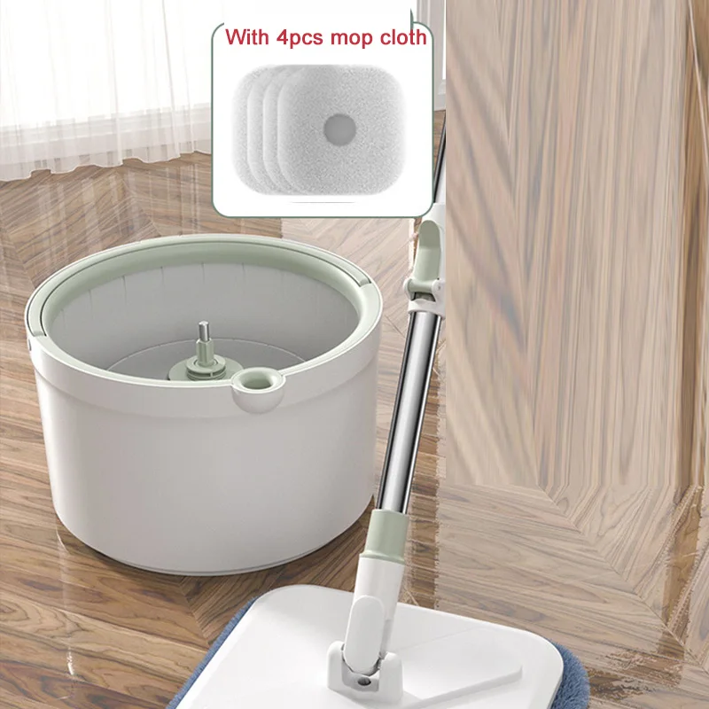 掃除モップ 専用バケツ付 水切り簡単 手洗い不要 パッド2枚 乾湿両用