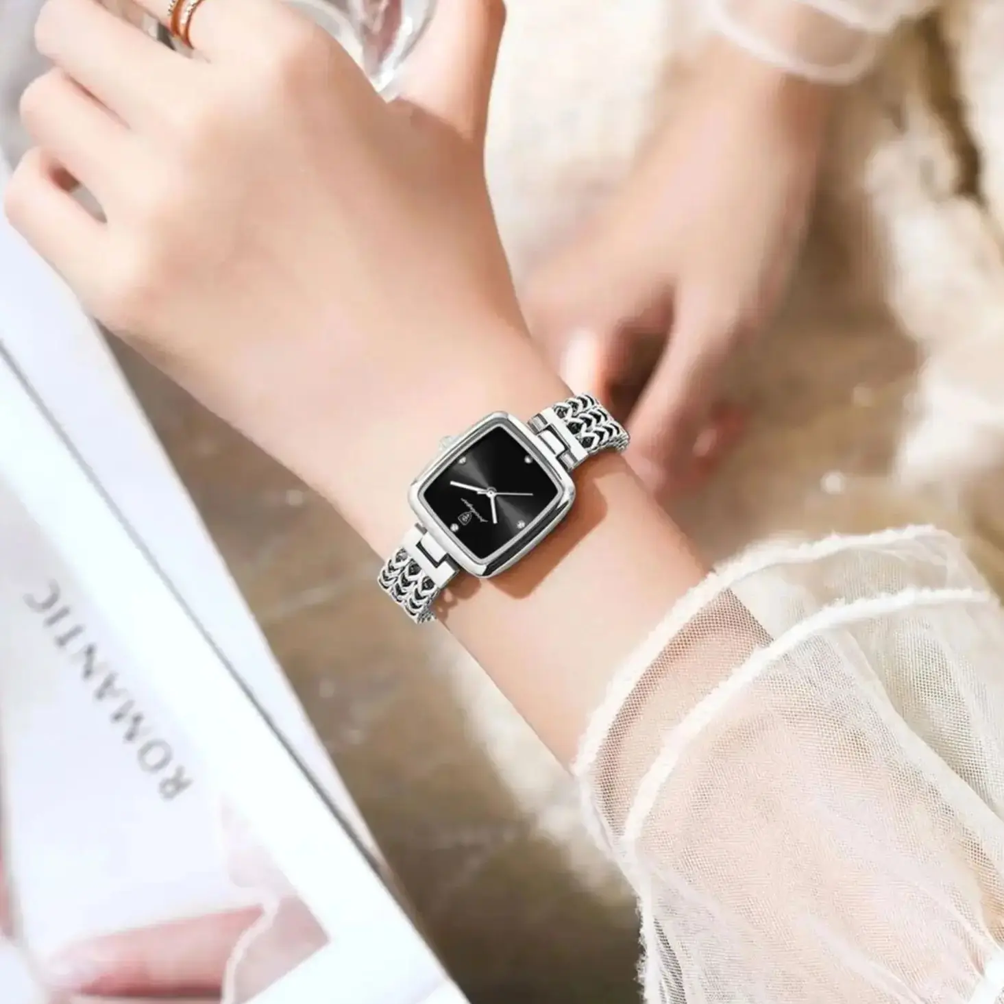 Poedagar Fashion Simple Square Watch For Woman Waterproof Stainless Steel Classic Women Watches Elegant Quartz Ladies Wristwatch, Alina Gadgets