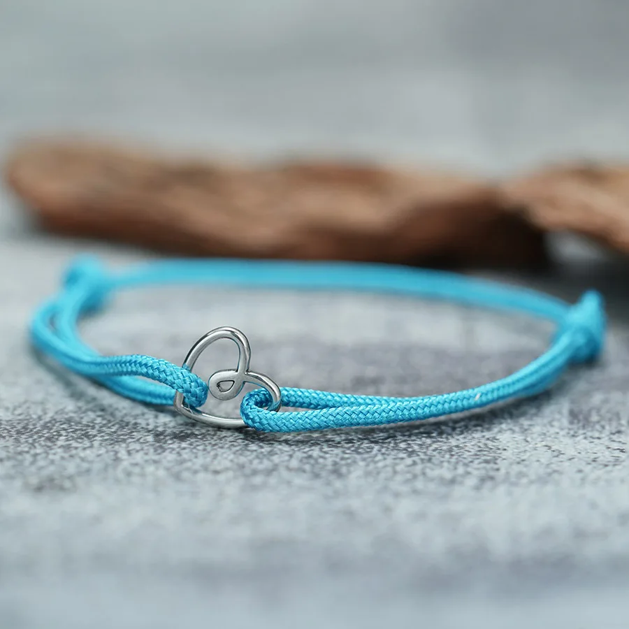 Stainless Steel Heart Charm Adjustable Thread Bracelet