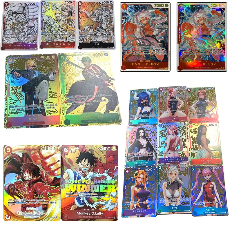 

Diy One Piece Anime Rare Homemade Card Luffy Hancock Zoro Shanks Robin Cartoon Bronzing Collection Flash Card Christmas Gift