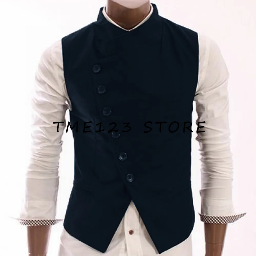 Men's Serge Casual Business Elegant Single Breasted V-Neck Vest Steampunk Suit Male Formal Man Ambo Gothic Chaleco Vests for Men