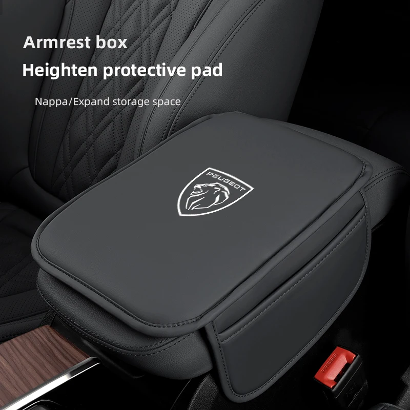 Car Armrest Mat For New Peugeot 206 308 207 107 205 3008 307 108 106 406 301 807 408 Center Console Leather Protection Cushion