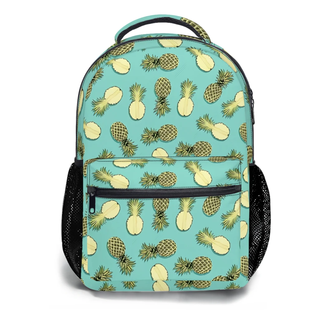 thumbnail image 1 of Mochila escolar ligera e informal yangshaomei con estampado de piñas fondo azul, 1 of 4