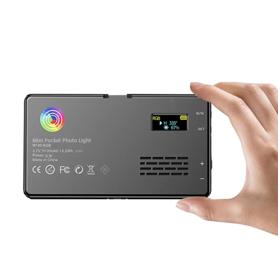 RGB LED Video Light Panel with Adjustable Color Temperature and LCD Display for Photography and Streaming