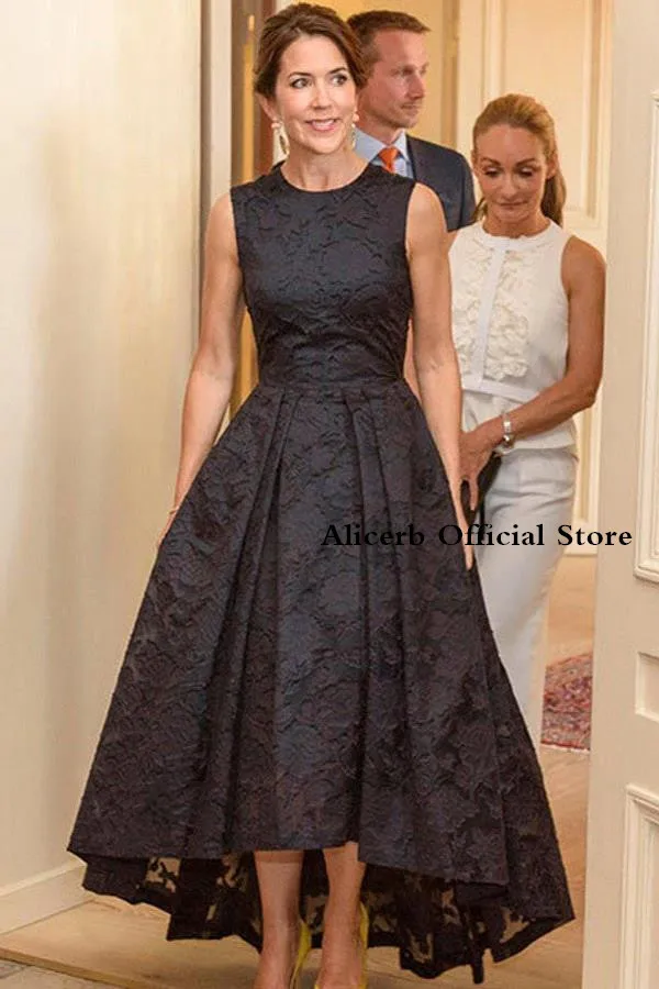 Elegant Lace High Low Evening Occasion Dresses A Line Sleeveless Jewel Neck Party Cocktail Gowns Mother Of Bride Groom Wears Mother Bride Dresses
