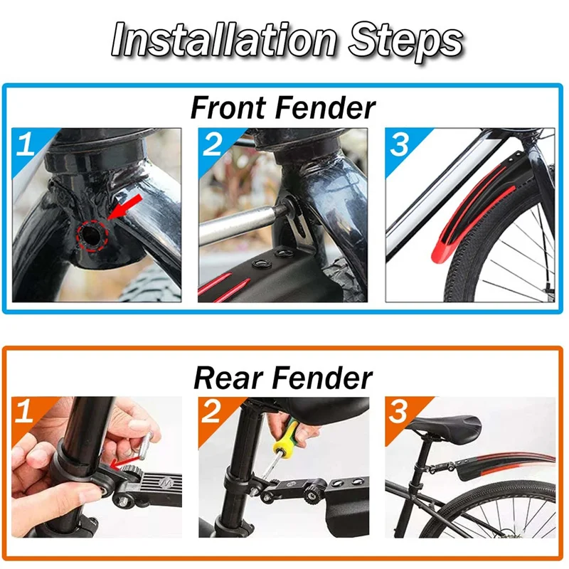 2pcs Bicycle Mudguard Mountain Road Bike Fenders Set For Front Rear
