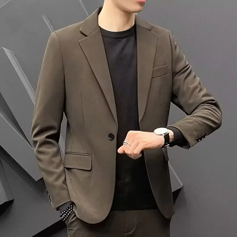 Description Picture 3 of item2024 Korean Trendy Men's Suit Top Stylish Loose-fit Hong Kong Style Jacket For Spring Autumn Versatile Casual Clothes