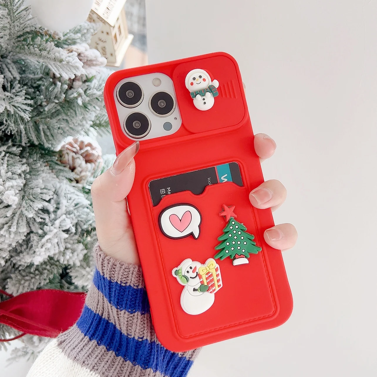 3D Cartoon Doll Christmas wallet Phone Case for iphone 16 15 14