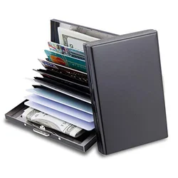 Premium RFID Blocking Metal Card Holder - Stylish Wallet & Business Card Organizer with Gift Box Packaging (Black)