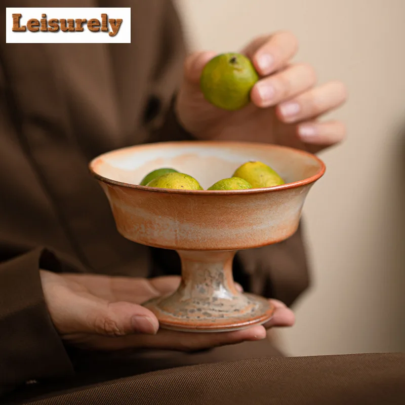Zhiye Roasting High-legged Fruit Dishes Japanese Pastry Plate Fruit Snack Plate Serving Tray Drinkware Accessories Ornaments