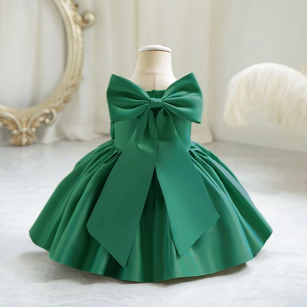 Stumbling toddler girl over 1 year old with a big bow dress, pink baby girl  washing dress, formal Christmas children's clothing - AliExpress 1501
