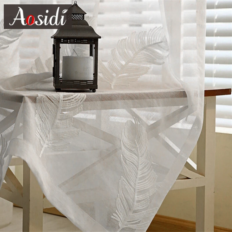 Japanese Embroidered Hall White Tulle Curtains for Living Room Windows Sheer Curtains for Bedroom Linen Voile Home Decor Drapes - Image 3