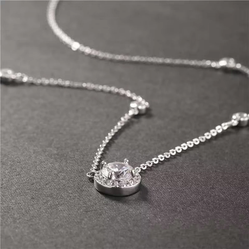1CT Moissanite Necklace Sterling Silver Sparkling Jewelry