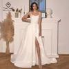 Satin Sleeveless Wedding Dress 2025 Chic Appliques Split A-Line customized Princess Vestido De Novia SwanSarah N400 Bride Gown 1