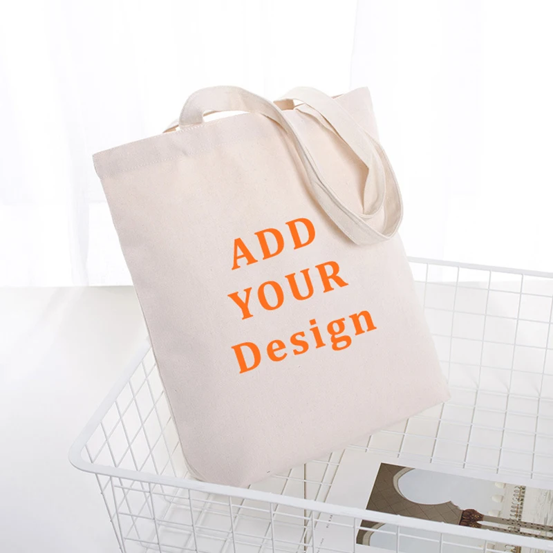 Customized Women Tote Bag with Print Logo Fashion Canvas Shopping Shoulder Bags With Custom Your Pictures Gift Shopping Bag