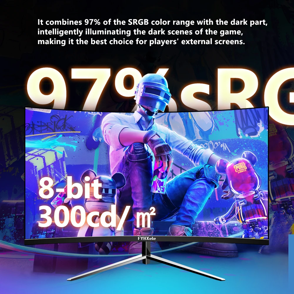FYHXele Ŀ ̸ LCD HD ̹ , PC1440P HDMI ȣȯ , ǻ 165hz, 32 ġ, 2k, 165hz, 165hz