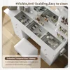 Makeup Vanity with Mirror and 10 LED Lights,9 Drawers Makeup Table with 4 Shelves,Fold-up Panel,Vanity Set 3 Lighting Modes 6