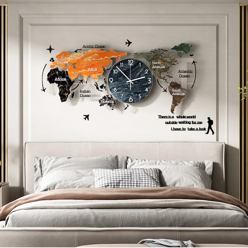 

Home Decoration LED Wall Clock Living Room Decoration Mute Clock Wall Decoration Map Wall Clock