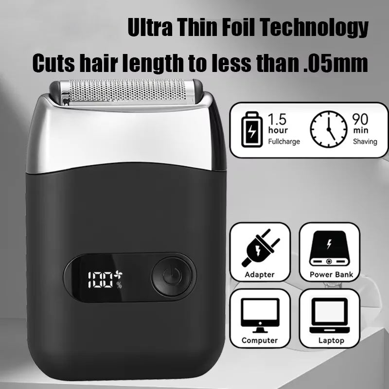 Electric Metal Shaver LED Display Adjustable Speed USB Electric Shaver Hair Shavers