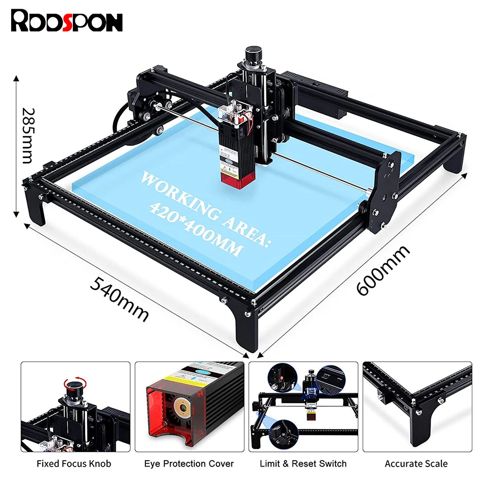

CNC Laser Engraving Machine 40w 20w Laser Modules Wood Router Fixed-Focus Laser Cutting Machine 420x400mm Wood Router