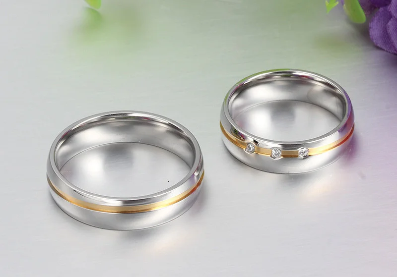 Vnox Hochzeit Ringe für Frauen/Männer 316l Edelstahl Schmuck für 1 stück – Detail 10