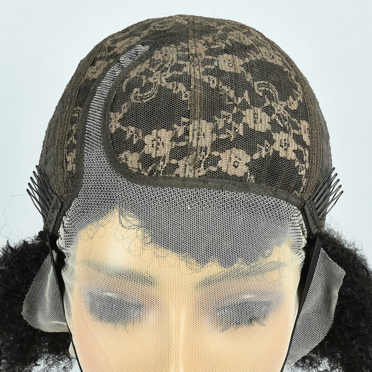 14" 180% Afro Kinky Curly Human Hair Wigs Kinky Curly Lace Closure Wigs Brazilian Remy T Lace Front Wigs Transparent HairUGo_voghion.com