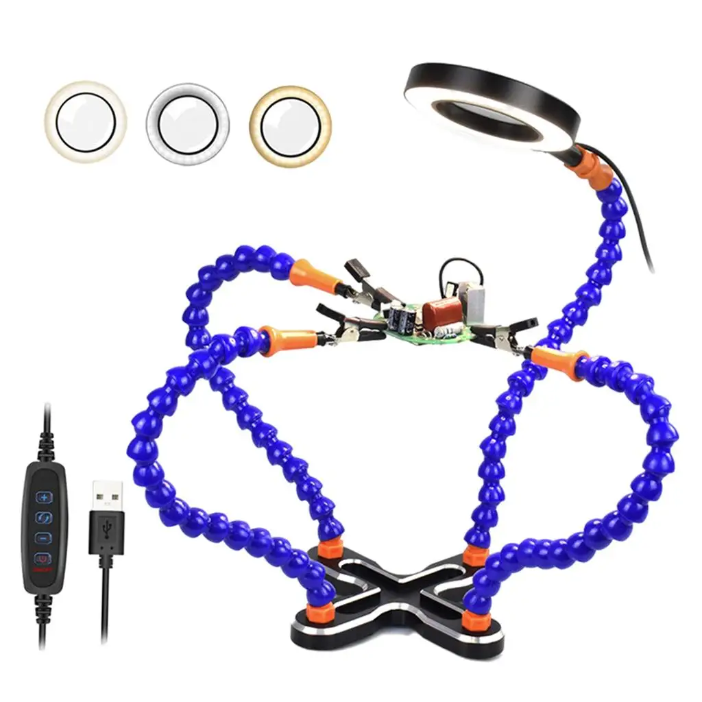 

4 Flexible Soldering Helping Hands Alligator Clip Table Clamp Soldering Station for Model Maintenance Modelling Painting