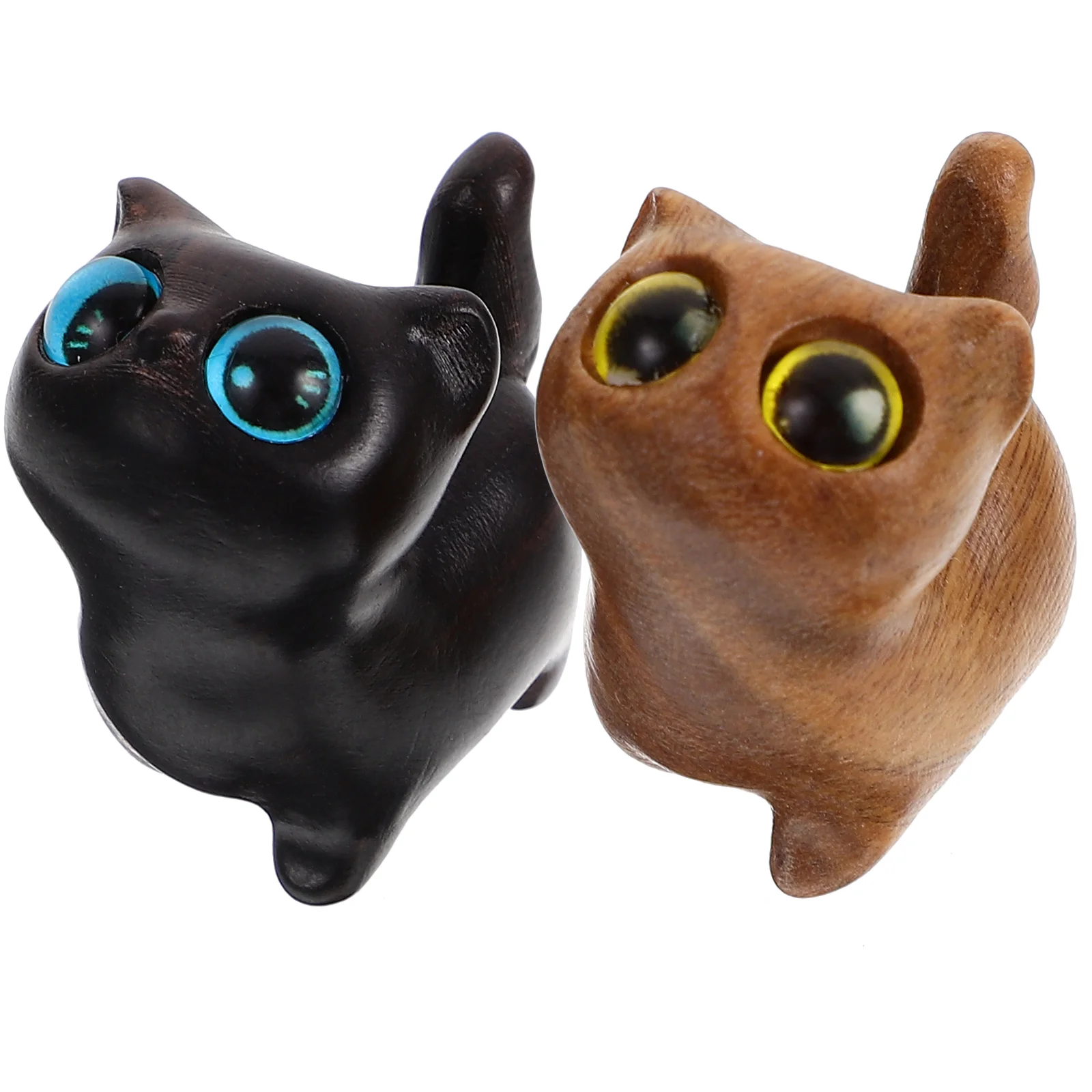 

Carved Cat Figurines Cute Cat Statue Smalll Wooden Cat Sculpture Natural Sandalwood Animal Ornament Cat Lovers Gifts Home