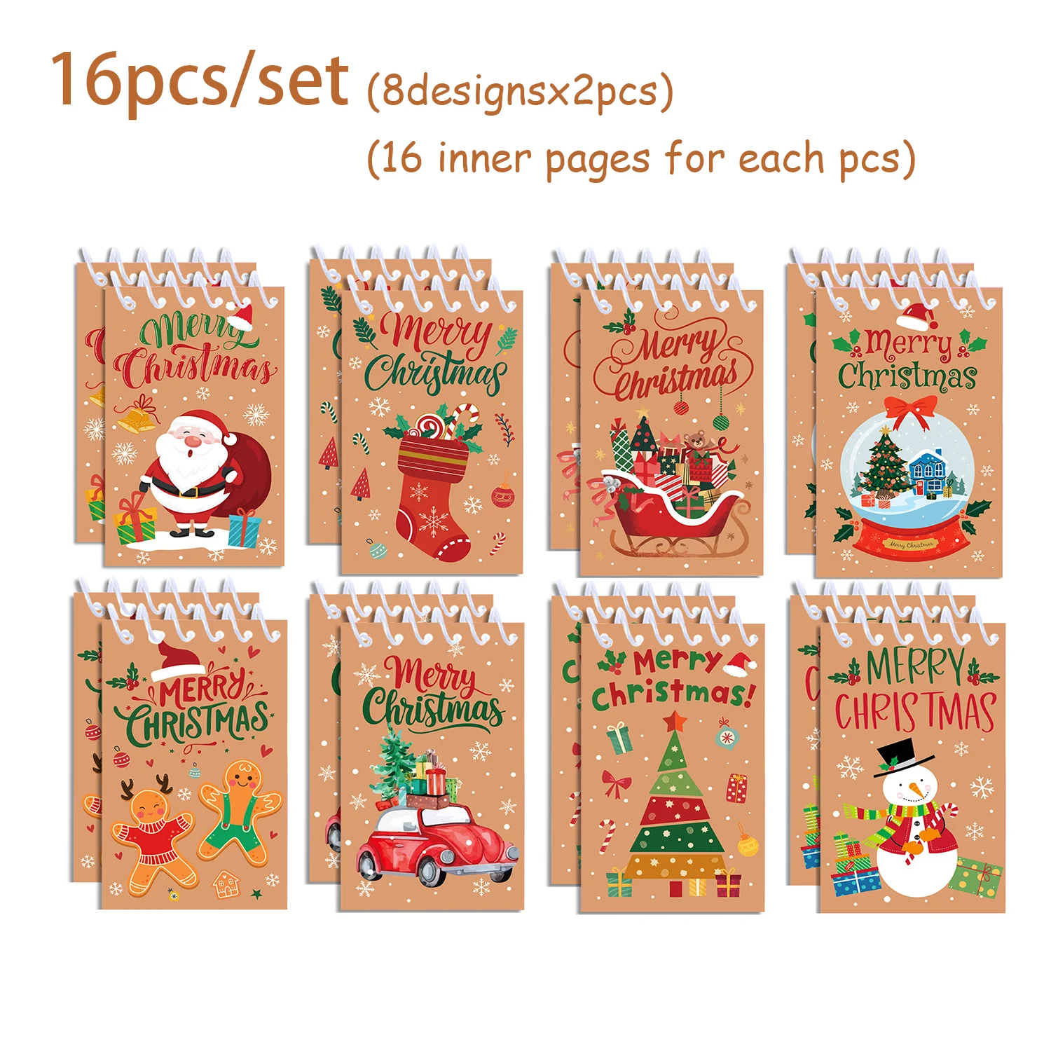 8/16/24 stücke Weihnachten Spirale Tasche Notebook Tragbare Mini Memo Pad Spule Broschüre Notebook Schule Tagebücher Party liefert – Detail 9
