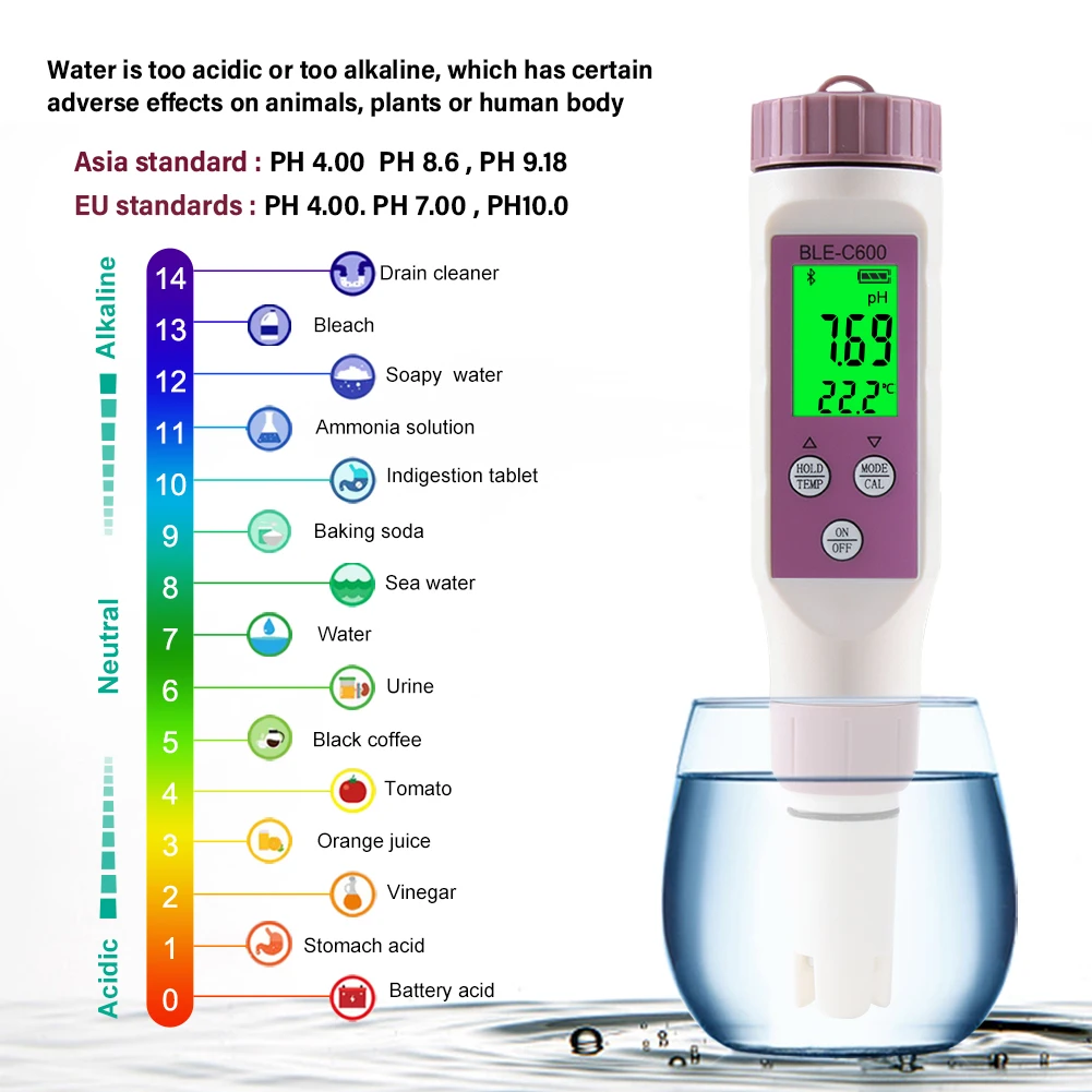7-in-1/5-in-1 Bluetooth PH Meter Smart PH EC TDS ORP SALT S.G TEMP Water Quality