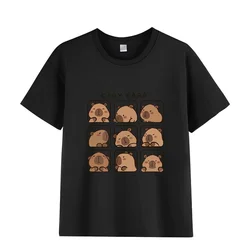 Capybara Kids Summer Cartoon Print 100% Cotton Short Sleeve Crewneck Casual Girls' Fashion Tee - 130 (7)