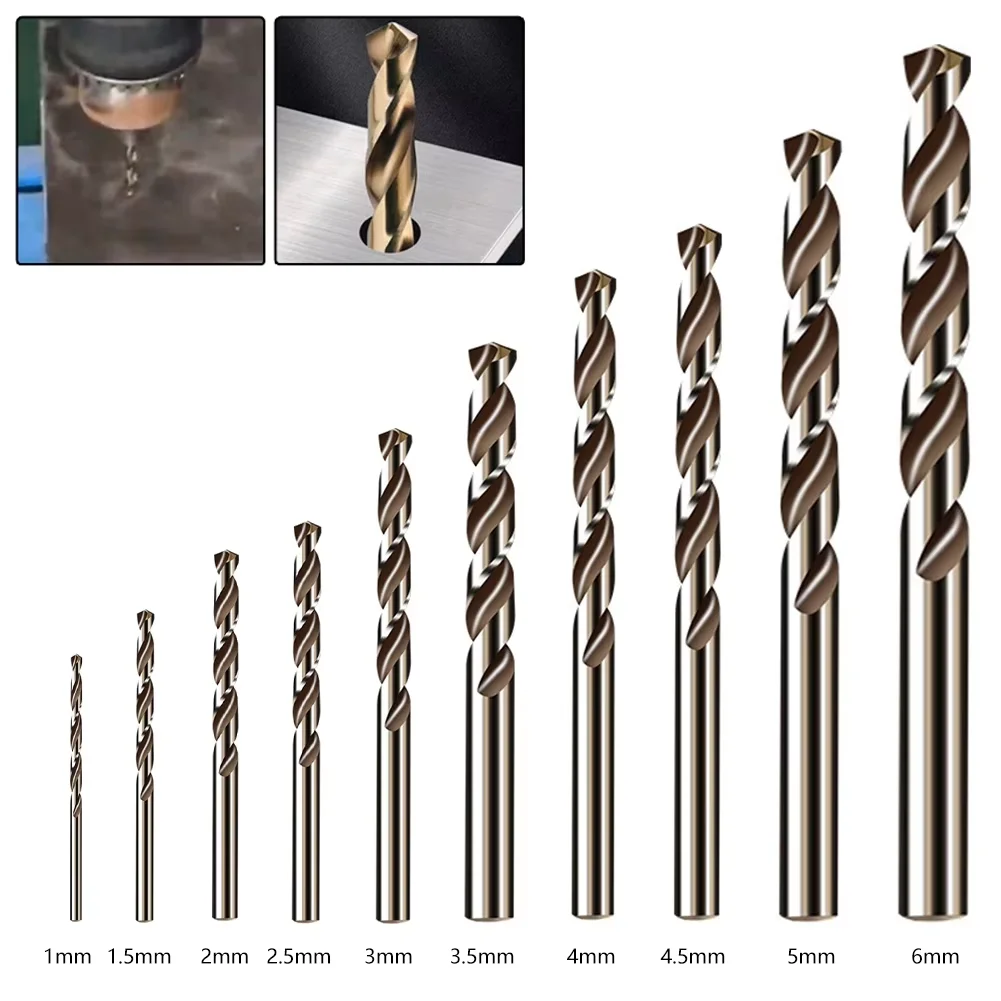 10pcs HSS M35 Cobalt Drill Bit Round Shank