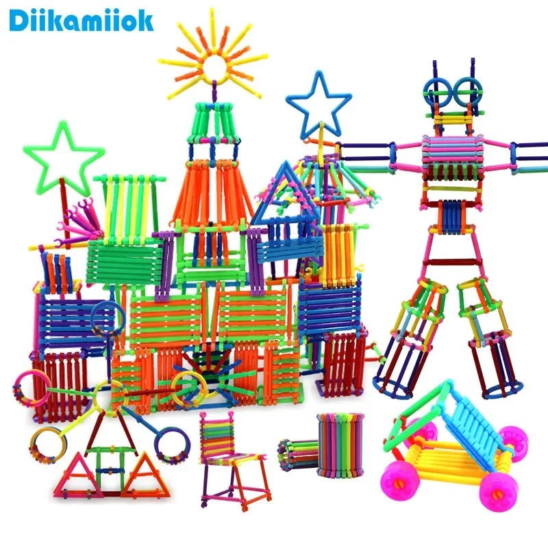 Hot Plastic Sticks Assembled Interconnecting Blocks Kids Stack Stick Educational Toys for Children DIY Toy Construction Building