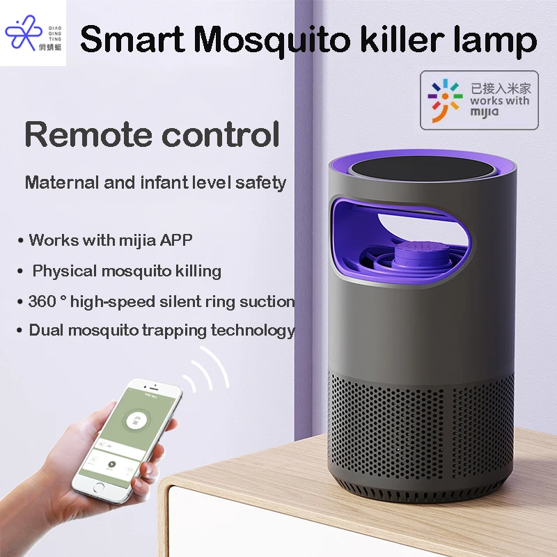 QIAOQINGTING USB 전기 모기 킬러 램프 프로 LED 라이트 모기 트랩 저소음 원격 제어 타이밍, mihome 앱으로 작동