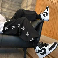 Pants Men's Spring Autumn Korean Style Trendy Loose Versatile Ankle-Banded Pants Summer Exercise Casual Butterfly Pattern Pants 2