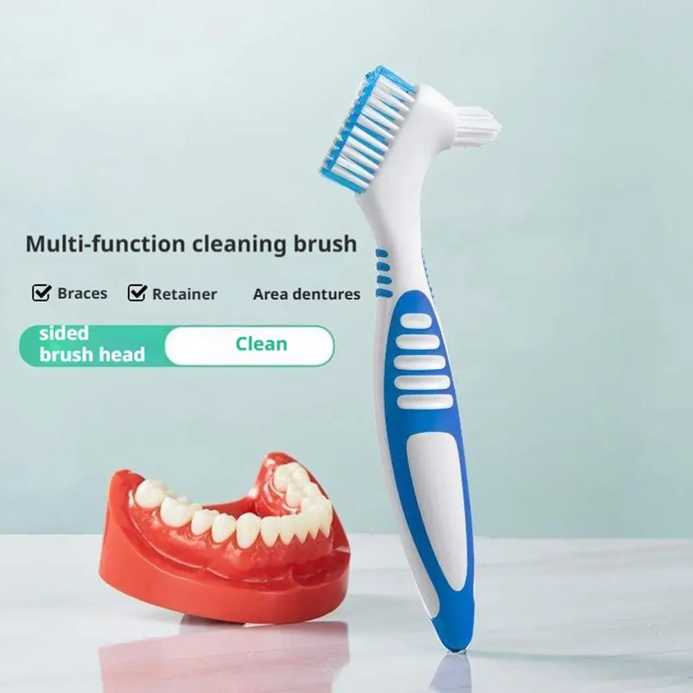 1-10PCS 양면 틀니 칫솔 청소 브러시 보이지 않는 교정기 교정기 디스케일링..