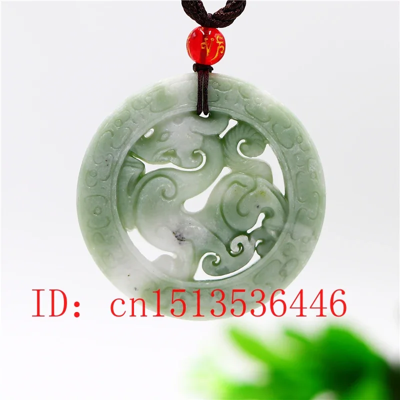 Natural White Jade Dragon Pendant Necklace Jewelry Double-sided Carved Amulet Fashion Chinese Gifts Women Men Sweater Chain pendant necklace