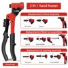 ALLSOME Single Universal 3 in 1 Multi Function Rivet gun with Nut rivet Hand rivet Reamer Tool 2