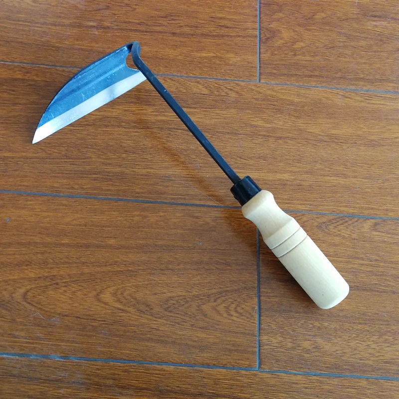 Gardening Hoe Small Wooden Handle Crooked Triangular Tip Hoes Multifunctional Agricultural Garden Seedling Tools Digger Tool