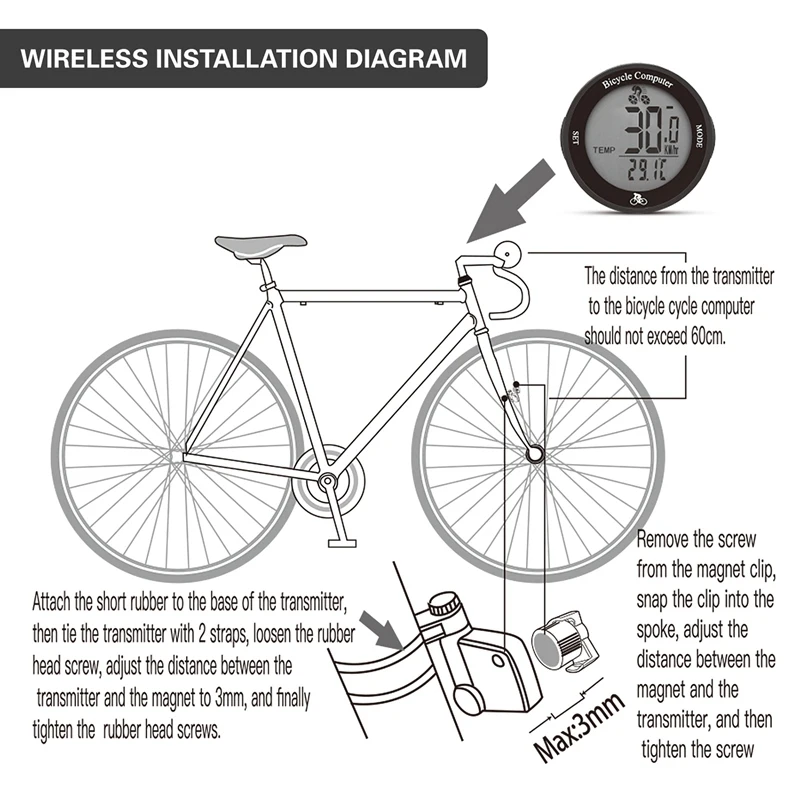 Wireless Bike Computer Waterproof Bicycle Odometer LCD Screen Cycling Speedometer Mountain Bicycle Speed Meter