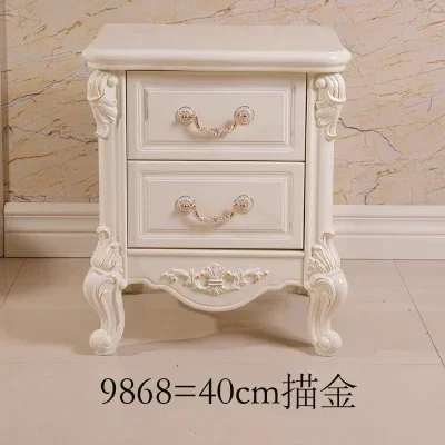 thumbnail image 1 of Mesita de noche europea, gabinete tallado exquisito, almacenamiento tallado de 3 cajones, muebles de dormitorio, elegante organizador para el hogar, 1 of 4