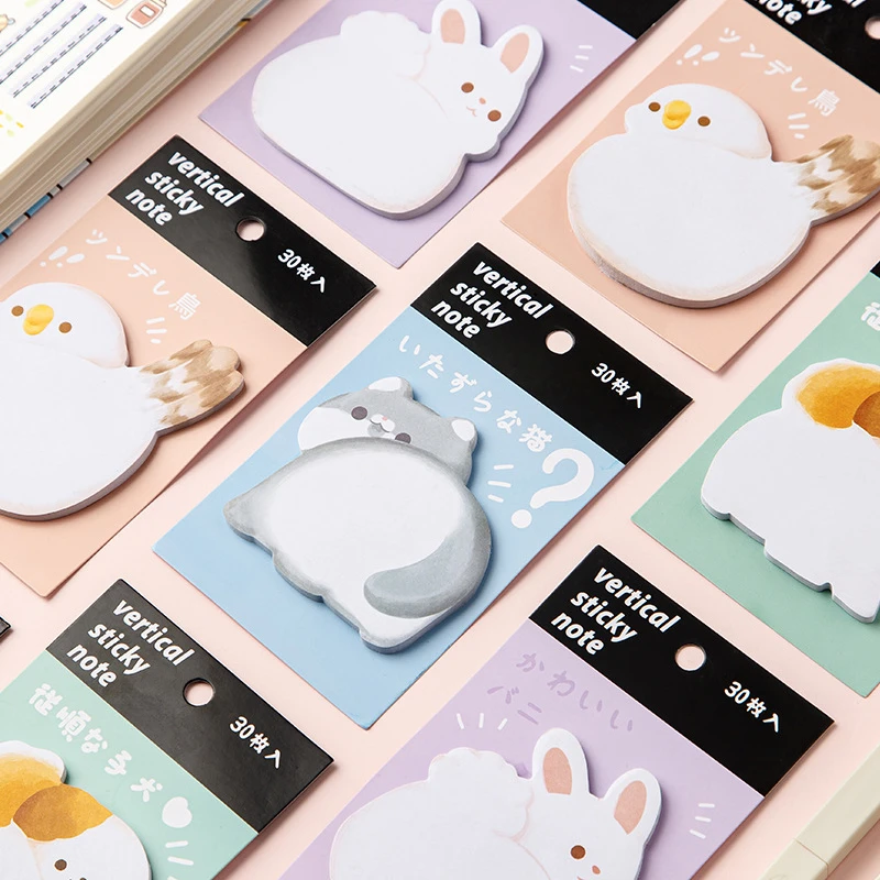 30sheets Cartoon Cute Cat and Dog ,Rabbit and Bird Sticky Note Creative Thickened Stickers High Face Value N Times Stickers 2