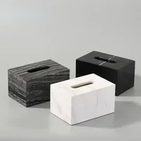 Nordic Natural Marble Tissue Box Square Rectangle Creative Black White Paper Drawer Paper Box Home Hotel Model Room Ornaments 1