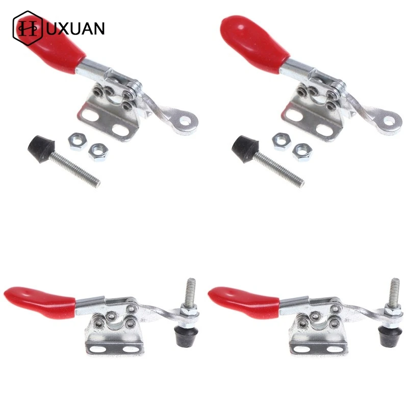 4PCS GH-201A Toggle Clamp 27kg Quick Release Horizontal Clamps Locking Lever Fastener Hand Tool Woodworking Clip